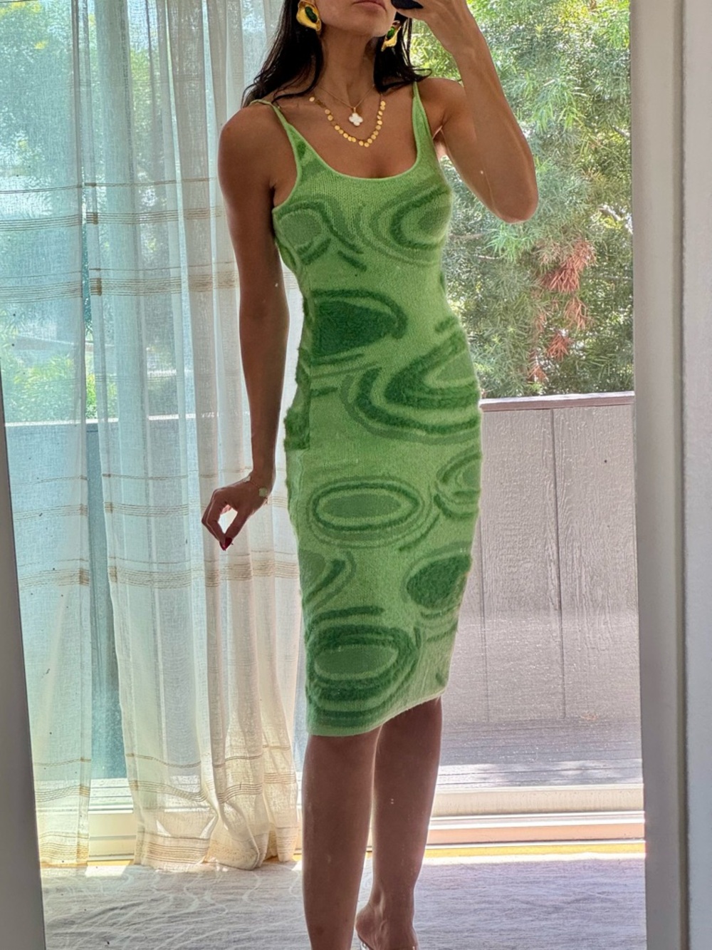 Others Follow Green Swirl Tank Midi Dress
